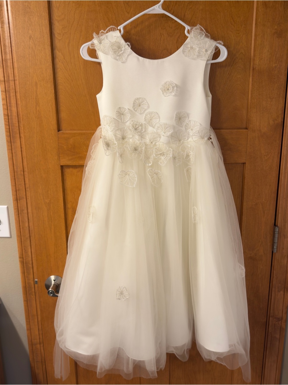 Ivory Floral Appliqué Tulle Formal Dress for Girls